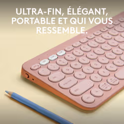 Logitech Pebble Keys 2 K380s clavier RF sans fil + Bluetooth AZERTY Français Rose - Vue supplémentaire 2