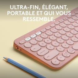 Logitech Pebble Keys 2 K380s clavier RF sans fil + Bluetooth AZERTY Français Rose
