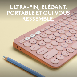 Logitech Pebble Keys 2 K380s clavier RF sans fil + Bluetooth AZERTY Français Rose