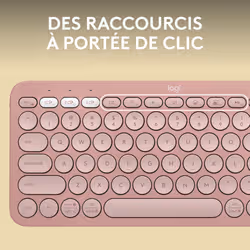 Logitech Pebble Keys 2 K380s clavier RF sans fil + Bluetooth AZERTY Français Rose - Vue supplémentaire 4