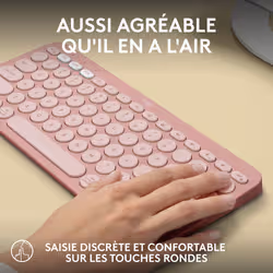 Logitech Pebble Keys 2 K380s clavier RF sans fil + Bluetooth AZERTY Français Rose - Vue supplémentaire 5