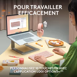Logitech Pebble Keys 2 K380s clavier RF sans fil + Bluetooth AZERTY Français Rose - Vue supplémentaire 7