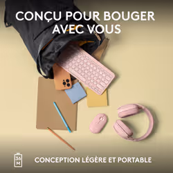 Logitech Pebble Keys 2 K380s clavier RF sans fil + Bluetooth AZERTY Français Rose - Vue supplémentaire 8