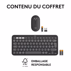 Logitech Pebble 2 Combo clavier Souris incluse RF sans fil + Bluetooth AZERTY Français Graphite - Vue supplémentaire 10