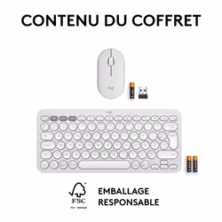 Logitech Pebble 2 Combo clavier Souris incluse RF sans fil + Bluetooth AZERTY Français Blanc - Vue supplémentaire 9