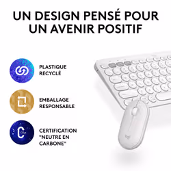 Logitech Pebble 2 Combo clavier Souris incluse RF sans fil + Bluetooth AZERTY Français Blanc - Vue supplémentaire 10