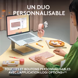 Logitech Pebble 2 Combo clavier Souris incluse RF sans fil + Bluetooth AZERTY Français Blanc - Vue supplémentaire 3