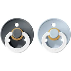 BIBS Colour Natural Rubber Size 1: 0+ months Iron Night / Baby Blue Night 2 pcs