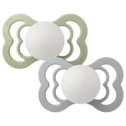 Bibs Supreme GLOW Tétine pour bébé pour la nuit Symétrique Silicone Vert, Gris