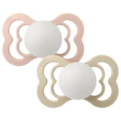 Bibs Supreme GLOW Tétine pour bébé pour la nuit Symétrique Silicone Rose, Couleur vanillée