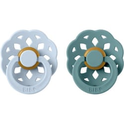 BIBS Boheme Natural Rubber Size 2: 6+ months Baby Blue / Island Sea 2 pcs