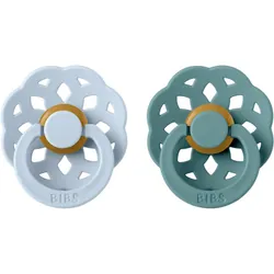 BIBS Boheme Natural Rubber Size 2: 6+ months Baby Blue / Island Sea 2 pcs