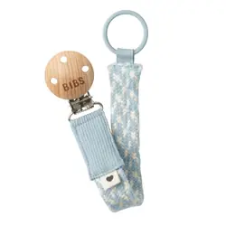 Bibs Pacifier Clip Baby Blue / Ivory