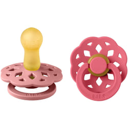 BIBS Boheme Natural Rubber Size 2: 6+ months Dusty Pink / Coral 2 pcs