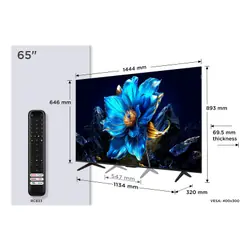 TCL P7K 65P7K TV 165,1 cm (65") 4K Ultra HD Smart TV Wifi Métallique 450 cd/m²