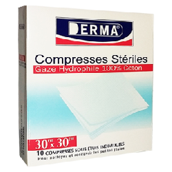 Derma Compresses Steriles 30 x 30cm – 10 Piéces