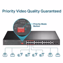 TP-Link 24-Port 10/100Mbps + 2-Port Gigabit Unmanaged PoE+ Switch (TL-SL1226P) - Vue supplémentaire 4