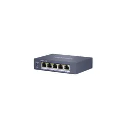 Hikvision DS-3E0505HP-E commutateur réseau Non-géré Gigabit Ethernet (10/100/1000) Connexion Ethernet, supportant l'alimentation via ce port (PoE) Bleu