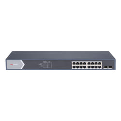 Hikvision DS-3E1518P-SI commutateur réseau Géré L2 Gigabit Ethernet (10/100/1000) Connexion Ethernet, supportant l'alimentation via ce port (PoE) 1U Noir