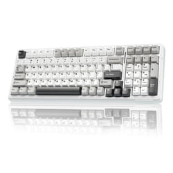 AULA F99 clavier Maison USB + RF Wireless + Bluetooth QWERTY Anglais Blanc, Noir, Gris