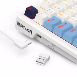 REDRAGON K728WBB-RGB-PRO Antonium Pro clavier USB + RF Wireless + Bluetooth Blanc, Bleu - Vue supplémentaire 6