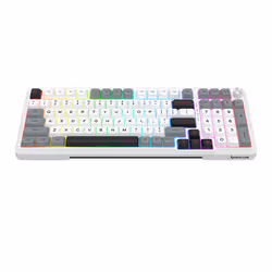 REDRAGON K688WGL-RGB-PRO Bragi Pro clavier USB + RF Wireless + Bluetooth Blanc, Gris - Vue supplémentaire 2