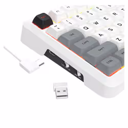 REDRAGON K688WGL-RGB-PRO Bragi Pro clavier USB + RF Wireless + Bluetooth Blanc, Gris - Vue supplémentaire 8