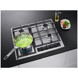 AEG HGB64420YM plaque Acier inoxydable Intégré 60 cm Gaz 4 zones