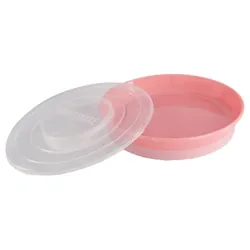 Twistshake Assiette Classique & Couvercle 6 Mois et + - Couleur : Rose Pastel