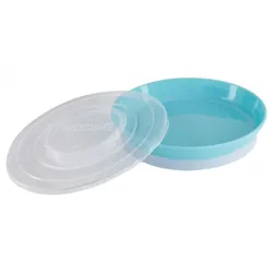 Twistshake Assiette Classique & Couvercle 6 Mois et + - Couleur : Bleu Pastel