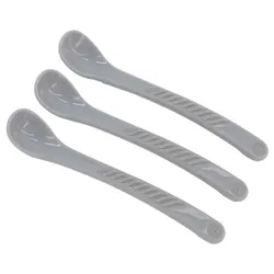 Twistshake Cuillère d'Alimentation Incurvée 4 Mois et + Lot de 3 - Couleur : Gris Pastel
