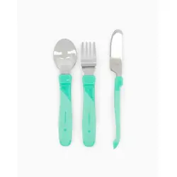 Twistshake Learn Cutlery Stainless Couverts pour enfants en bas âge Vert Polypropylène (PP), Élastomère thermoplastique (TPE), Acier inoxydable
