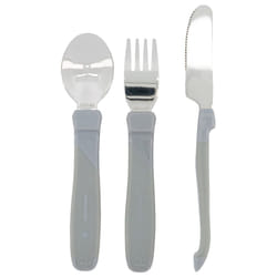 Twistshake Couverts d'Apprentissage en Acier Inoxydable 12 Mois et + - Couleur : Gris Pastel