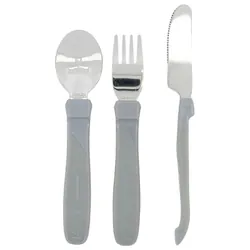 Twistshake Couverts d'Apprentissage en Acier Inoxydable 12 Mois et + - Couleur : Gris Pastel