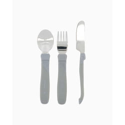 Twistshake Learn Cutlery Stainless 12 Monate / Grey Couverts pour enfants en bas âge Gris Polypropylène (PP), Élastomère thermoplastique (TPE), Acier inoxydable