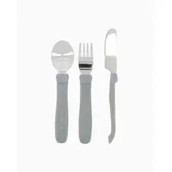 Twistshake Learn Cutlery Stainless 12 Monate / Grey Couverts pour enfants en bas âge Gris Polypropylène (PP), Élastomère thermoplastique (TPE), Acier inoxydable