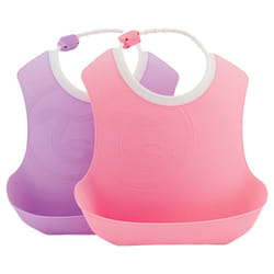 Twistshake Bavoir Doux avec Récupérateur 4 Mois et + Lot de 2 - Couleur : Rose - Violet