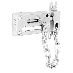 Verrou entrebâilleur de porte avec Chaîne, Finition Chrome Mat