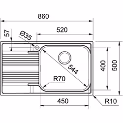 Franke Smart SRX 611-86 LB Evier encastré Rectangulaire Acier inoxydable - Vue supplémentaire 2