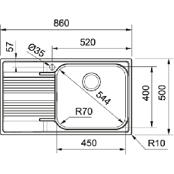 Franke Smart SRX 611-86 LB Evier encastré Rectangulaire Acier inoxydable