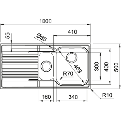 Franke Smart SRX 651 Evier encastré Rectangulaire Acier inoxydable