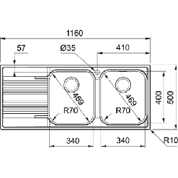 Franke Smart SRX 621 Evier encastré Rectangulaire Acier inoxydable