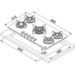 Franke Crystal FHCR 905 4G TC HE BK C Noir Intégré Gaz 5 zones
