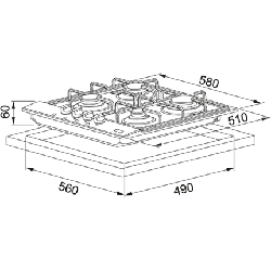 Franke FHNL 604 4G XS E Acier inoxydable Intégré Gaz 4 zones