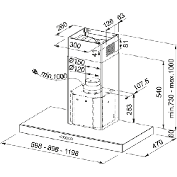 Franke Tale905Ixs Monté au mur Acier inoxydable 700 m³/h A++
