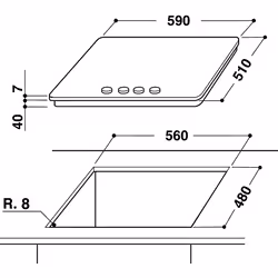 Whirlpool GMA 6410/IX plaque Acier inoxydable Intégré (placement) Gaz 4 zones - Vue supplémentaire 2