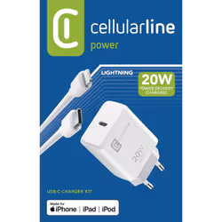 Cellularline USB-C Charger Kit 20W - USB-C to Lightning - iPhone 8 or later - Vue supplémentaire 2