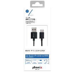 Phonix USB to Connector câble USB 1 m USB 2.0 USB A USB C Noir, Argent