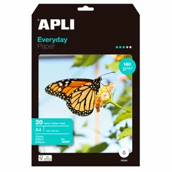 Apli Papier Photo Everyday Ft A4, 180 G, Paquet De 20 Feuilles