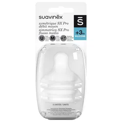 Suavinex 2 Tétines Symétriques SX Pro Débit Moyen 3 Mois et +